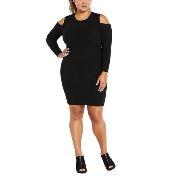 torrid | Dresses | Torrid Womens Black Ribbed Cold Shoulder Sweater Dress  Plus Size 2 | Poshmark
